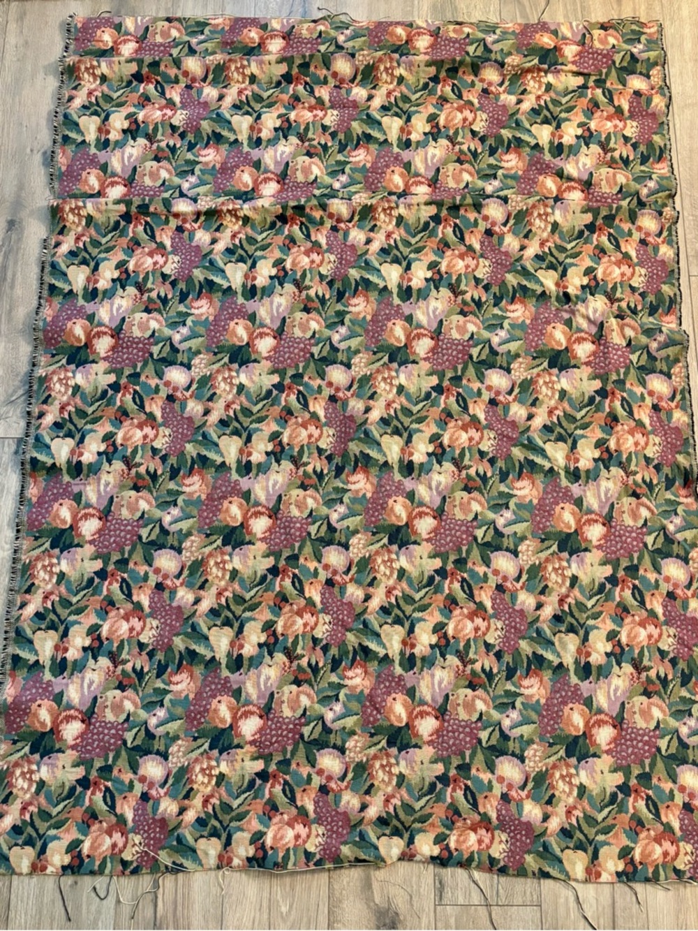Large Woven Floral Tapestry Fabric Yardage Pink Green Botanical 56 x 78 Wall Art - Picture 2 of 8